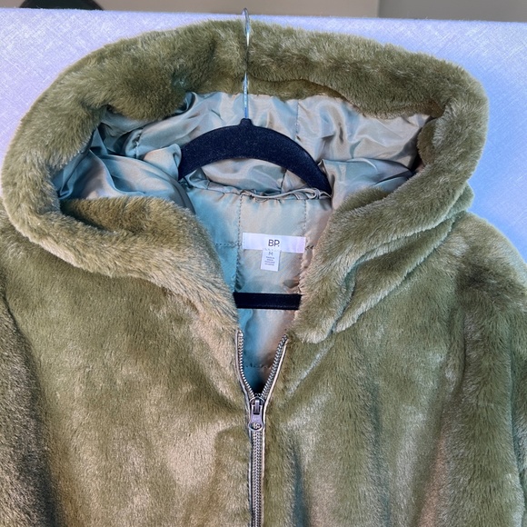 Be Proud By Bp. Gender Neutral Faux Fur Jacket In Olive Green M - Picture 9 of 16